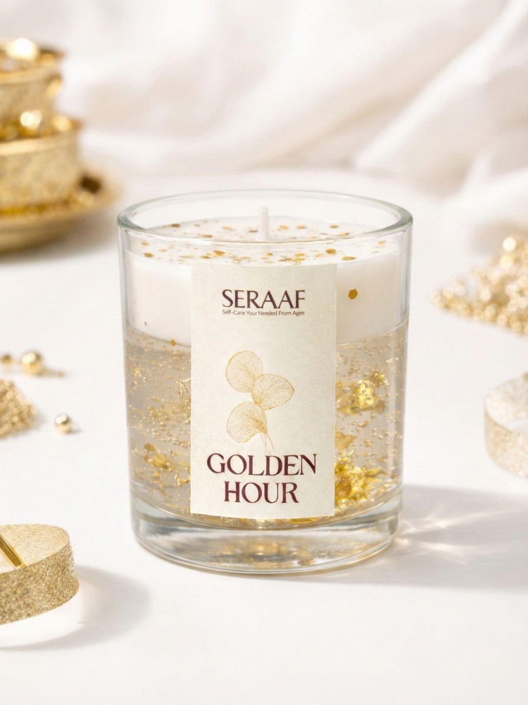 SERAAF Gold-Toned & White 1 pieces Jar Candle-image-9