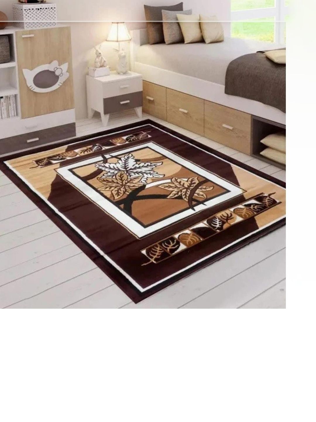 KAYNAT CARPET Brown Abstract Anti-Skid Polypropylene Carpet-image-0