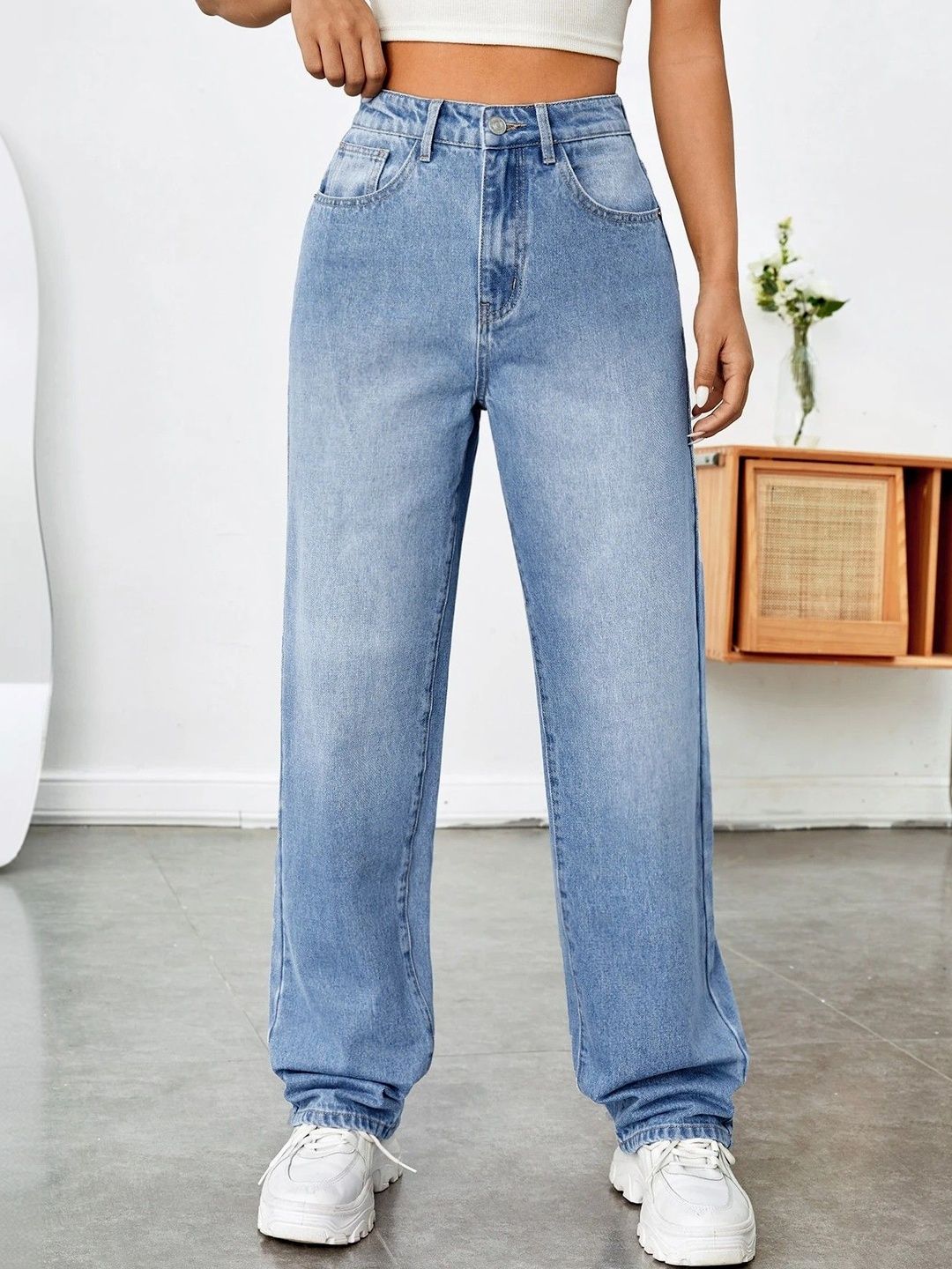 DENIMLOOK Women Flared High-Rise Light Fade Stretchable Jeans-picture-3