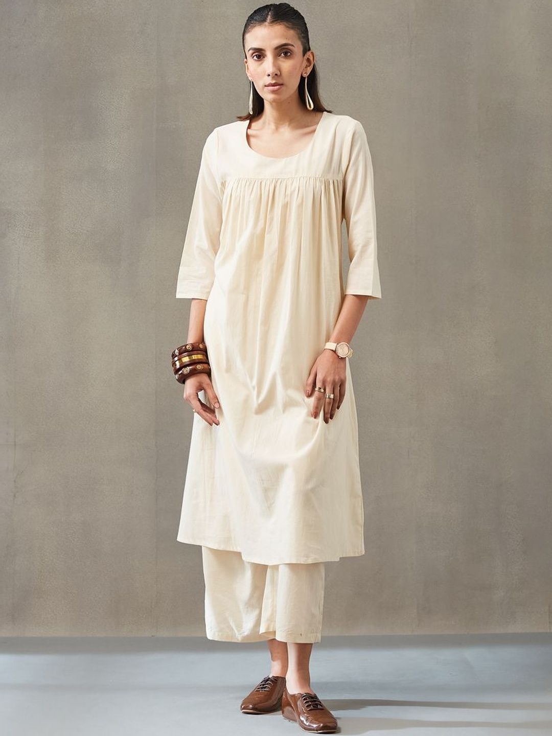 Navibhu Women Empire Pure Cotton Work Set Kurta with Trousers-picture-17