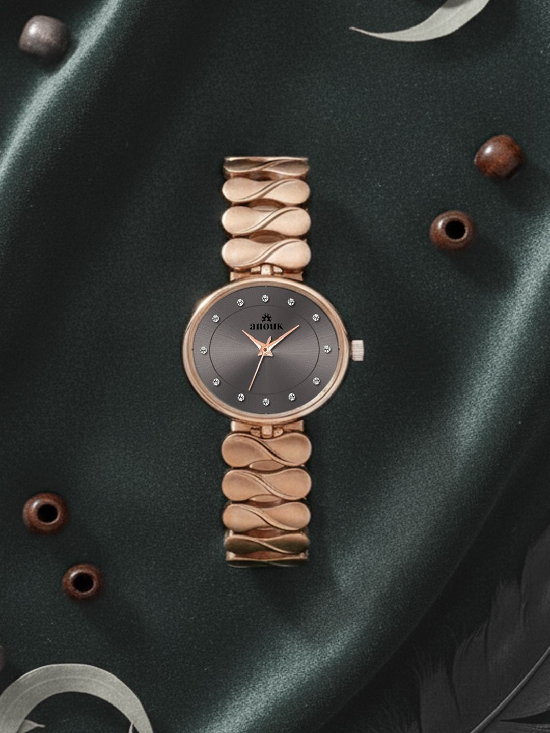 Anouk Women Brass Dial & Bracelet Style Straps Analogue Watch ANW-048-GRY-image-11