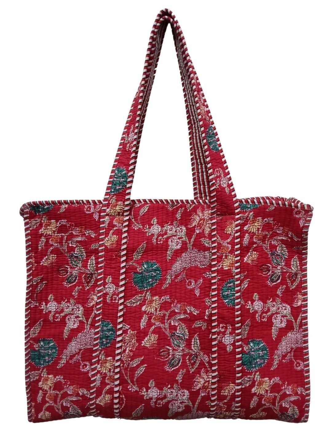 DORAYA Floral Printed Oversized Structured Tote Bag with Quilted-picture-57