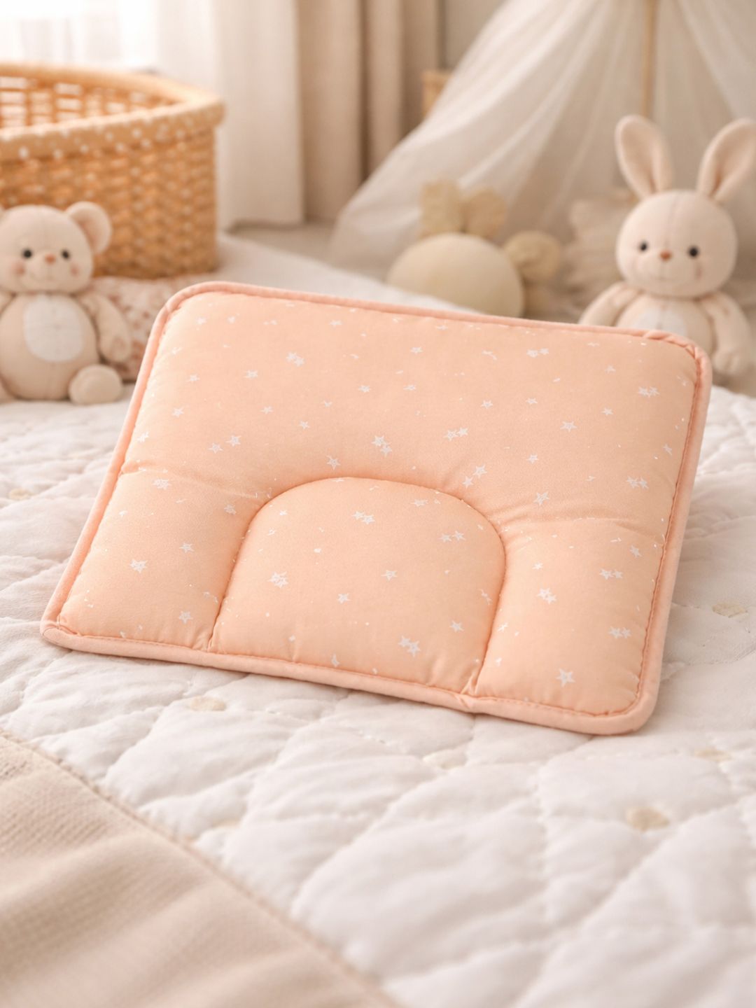 Portico Portico Peach-Coloured Fibre Filled Lightweight Baby Pillow