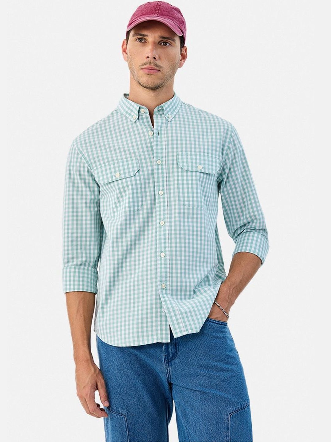 Snitch Men Gingham Checks Checked Casual Shirt-picture-48