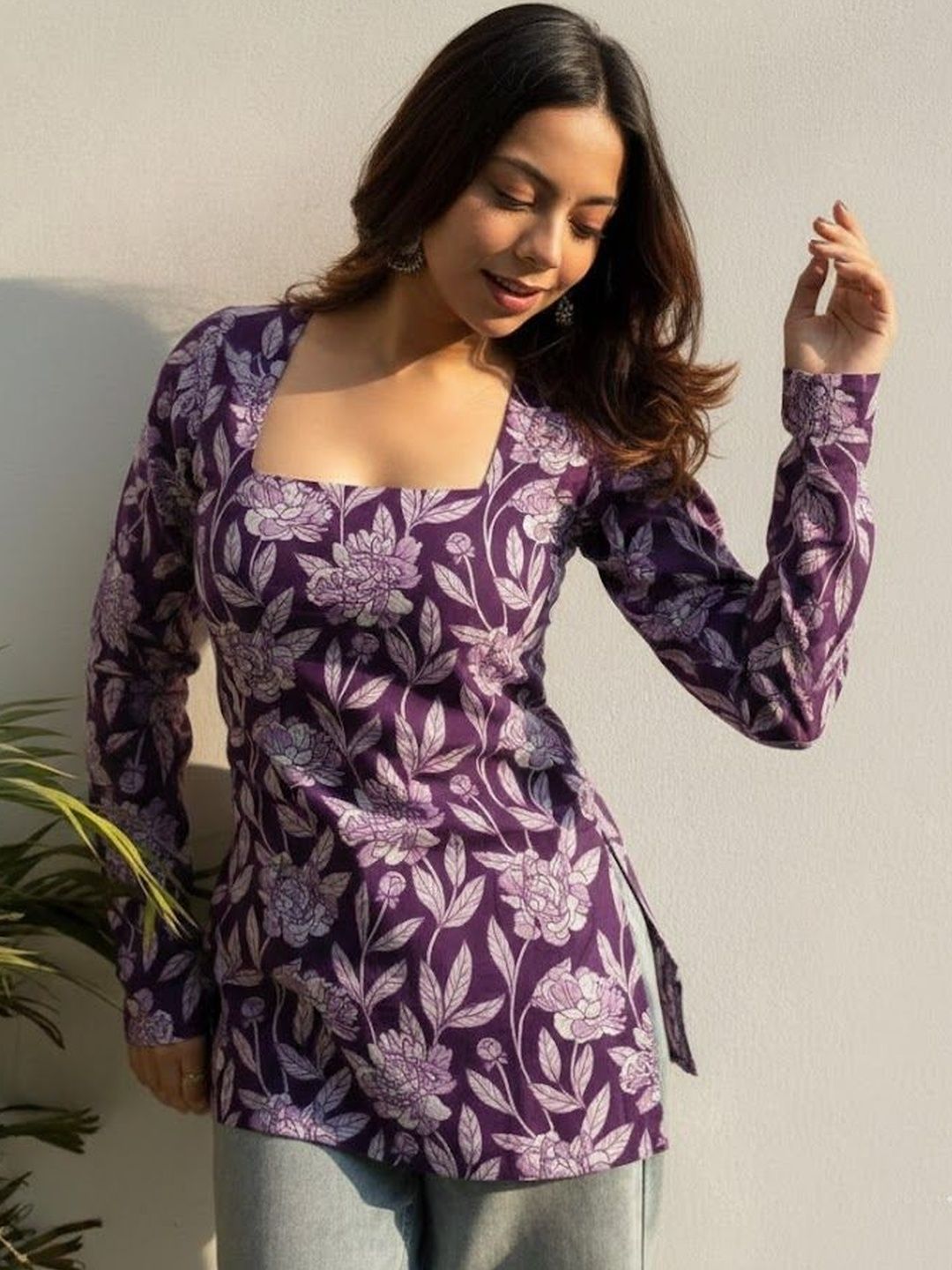 Classy Creation Floral Printed Square Neck Kurti-image-38