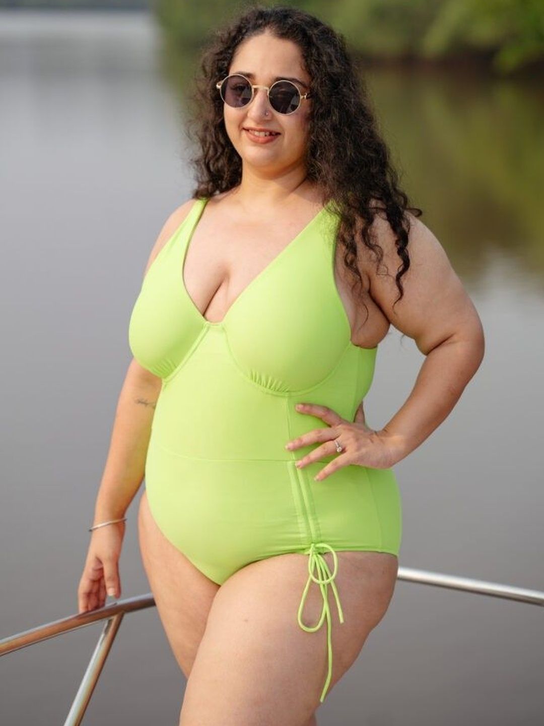 TIMALA V-Neck Stretchable Swim Bodysuit-image-38