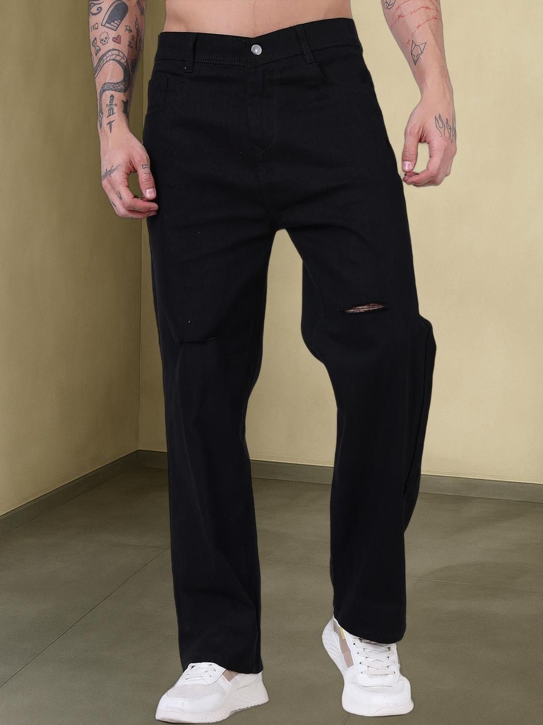 Metronaut Men Relaxed Fit Mid-Rise Mildly Distressed Jeans-picture-27