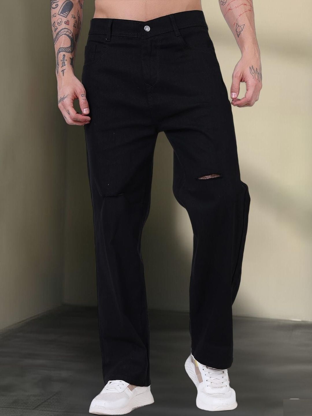 Metronaut Men Relaxed Fit Mid-Rise Mildly Distressed Jeans-picture-38