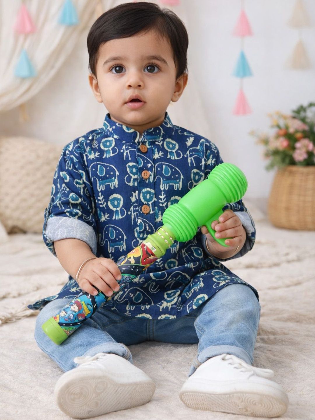 BownBee Boys Printed Thread Work Kurta-picture-21