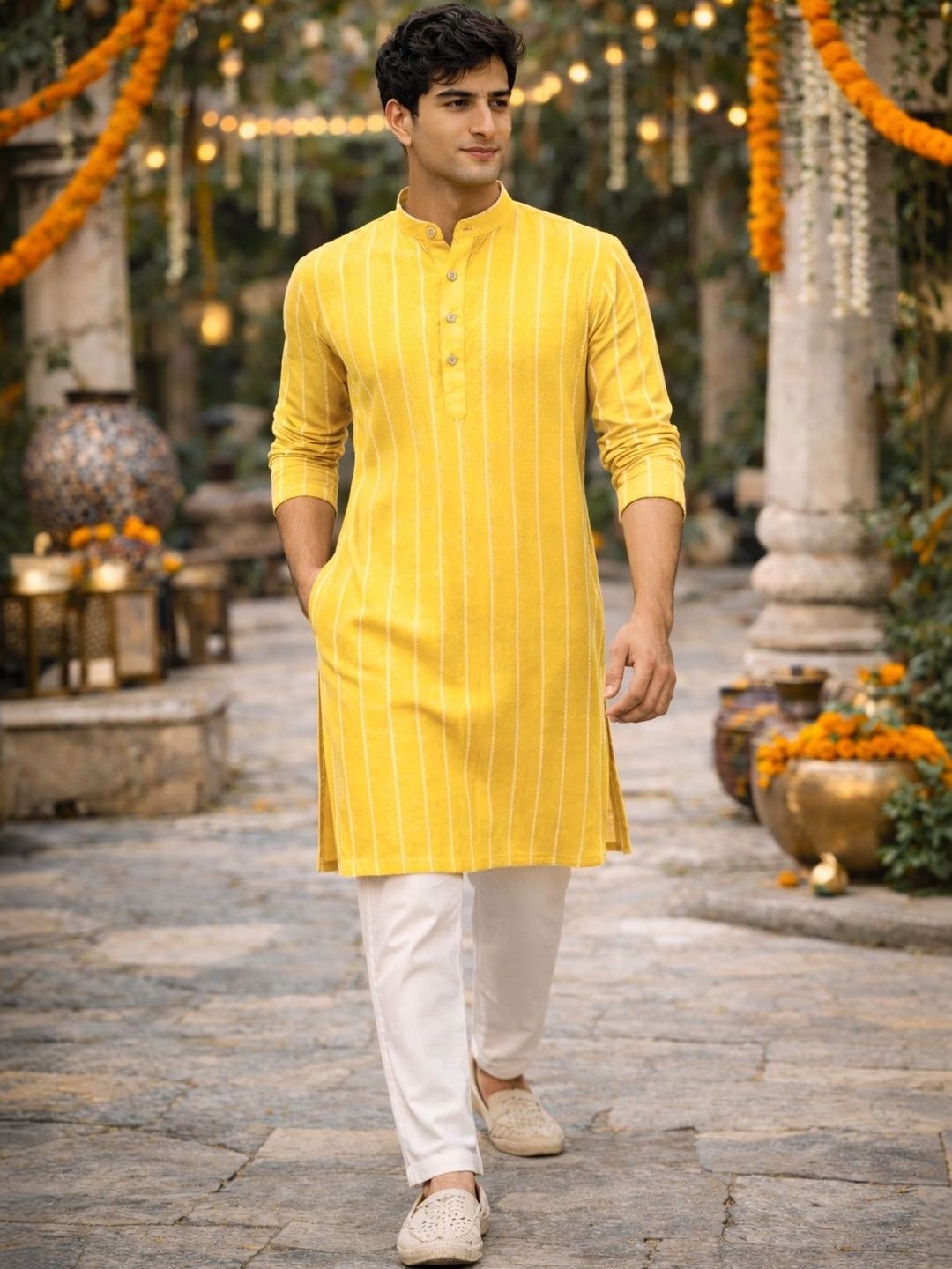 Anouk Men Printed Indie Prints Kurta-image-3