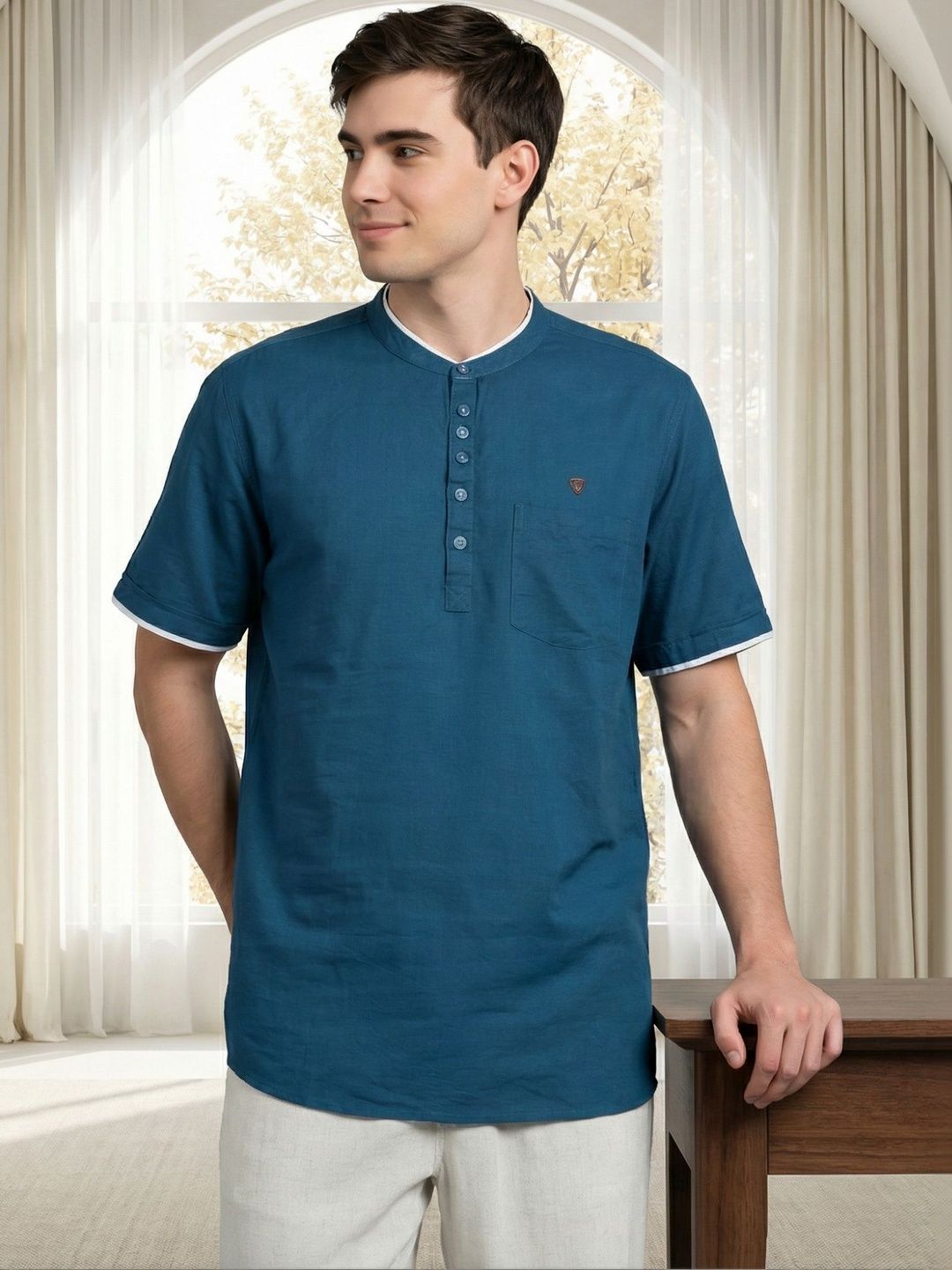 Kuons Avenue Men Thread Work Pastels Kurta-picture-39