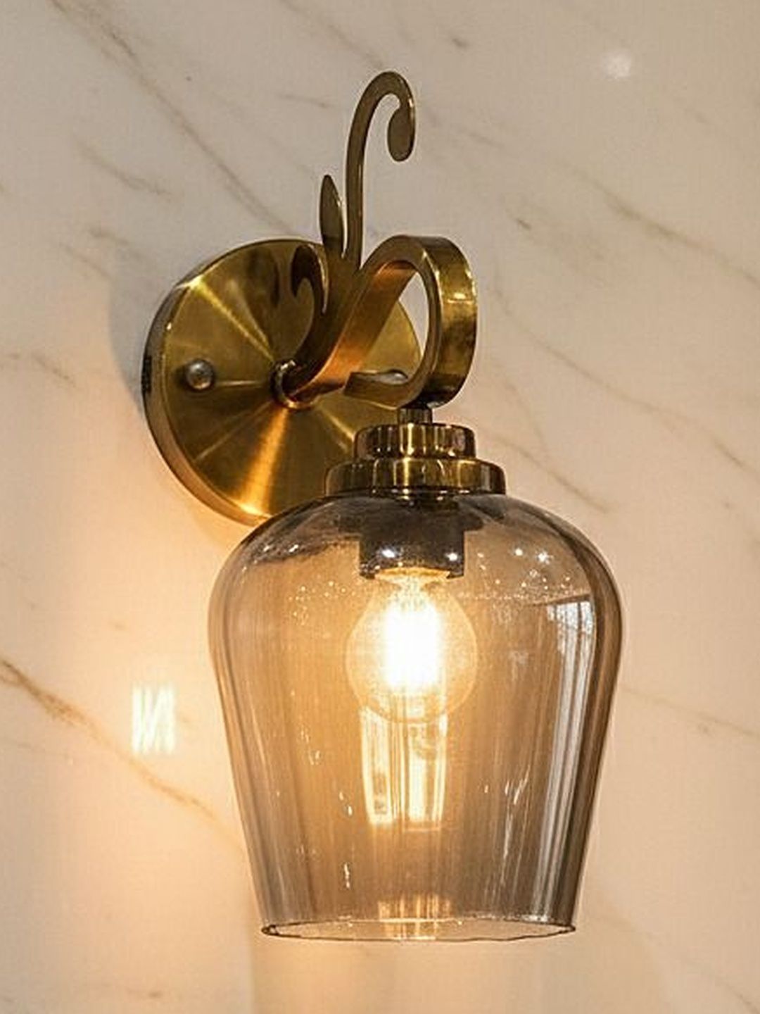 LHC Black & Gold-Toned Textured Glass Contemporary Wall Lamp