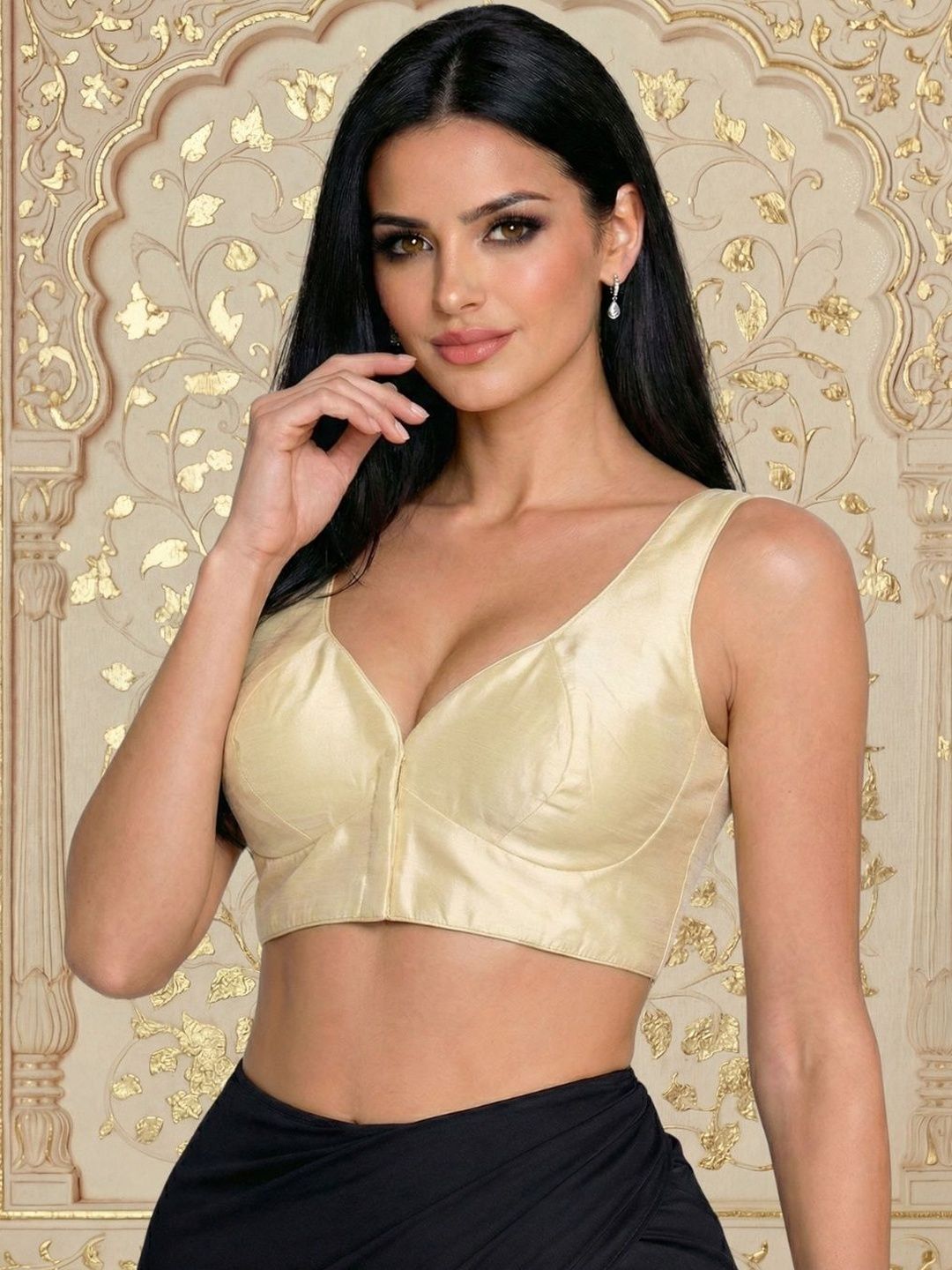 Aanyor Silk Blend Solid Saree Blouse-image-47