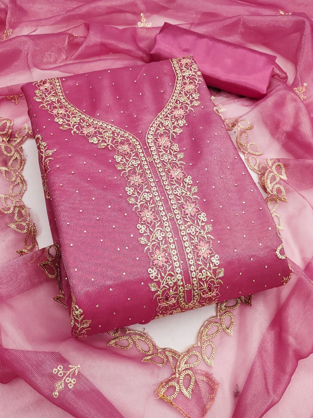Dhaaga Ghar Embroidered Organza Unstitched Dress Material-picture-52