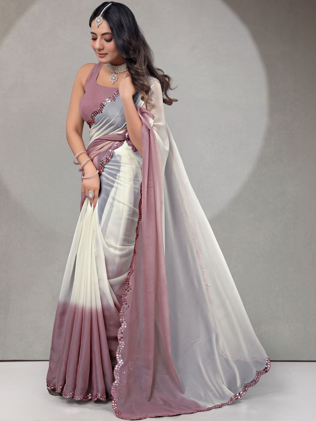 Moda Rapido Ombre Sequinned Pure Georgette Heavy Work Fashion Saree-picture-48