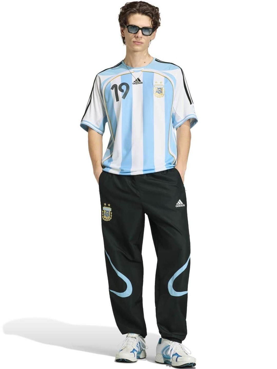 ADIDAS Argentina Away Jersey 2006 Messi Striped Round Neck Tshirt-image-42