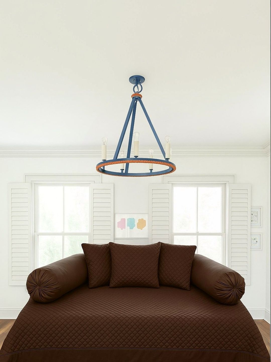 Myntra Elegant Homes Set Of 6 Brown Striped Cotton Diwan Set-picture-46