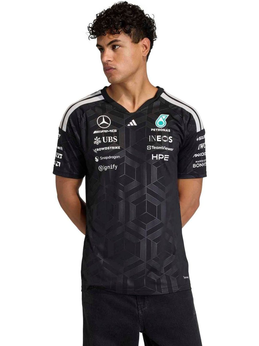 ADIDAS Mercedes -Amg Petronas Formula 1 Team Driver Printed Round Neck Slim Fit Tshirts-image-40