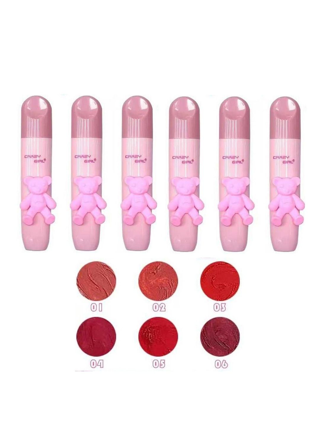 Crazy Girl Set Of 6 Long Lasting Matte Mini Lip Gloss - Nude Red 6 ml Each-image-46