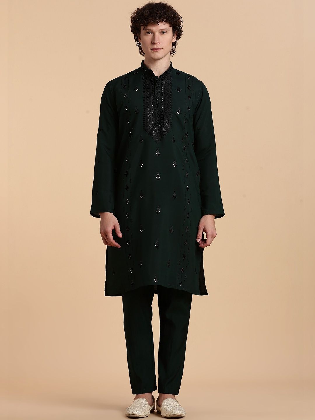 Anouk Men Geometric Embroidered Indie Prints Kurta-image-47