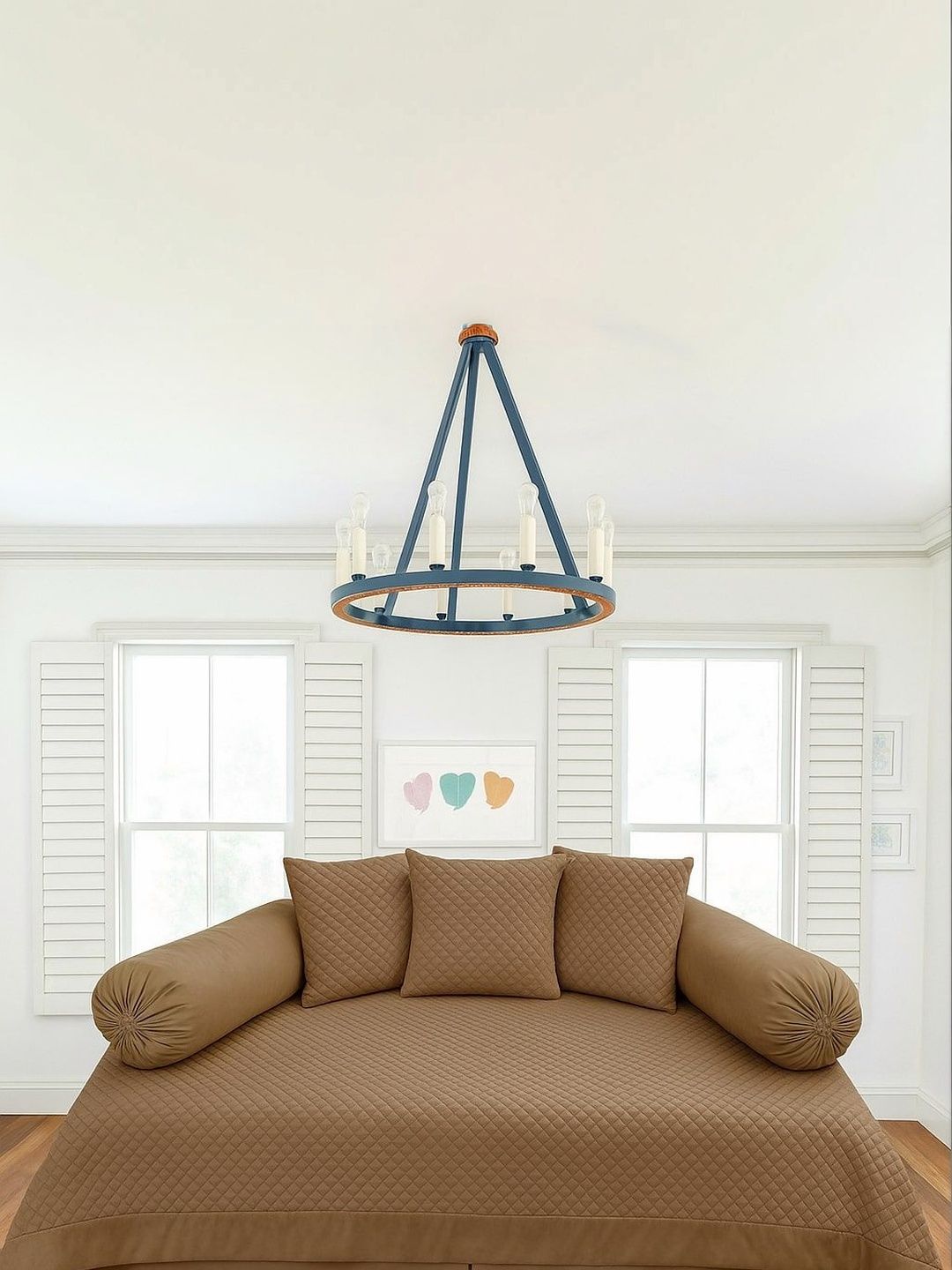 Myntra Elegant Homes Set Of 6 Brown Striped Cotton Diwan Set-image-24
