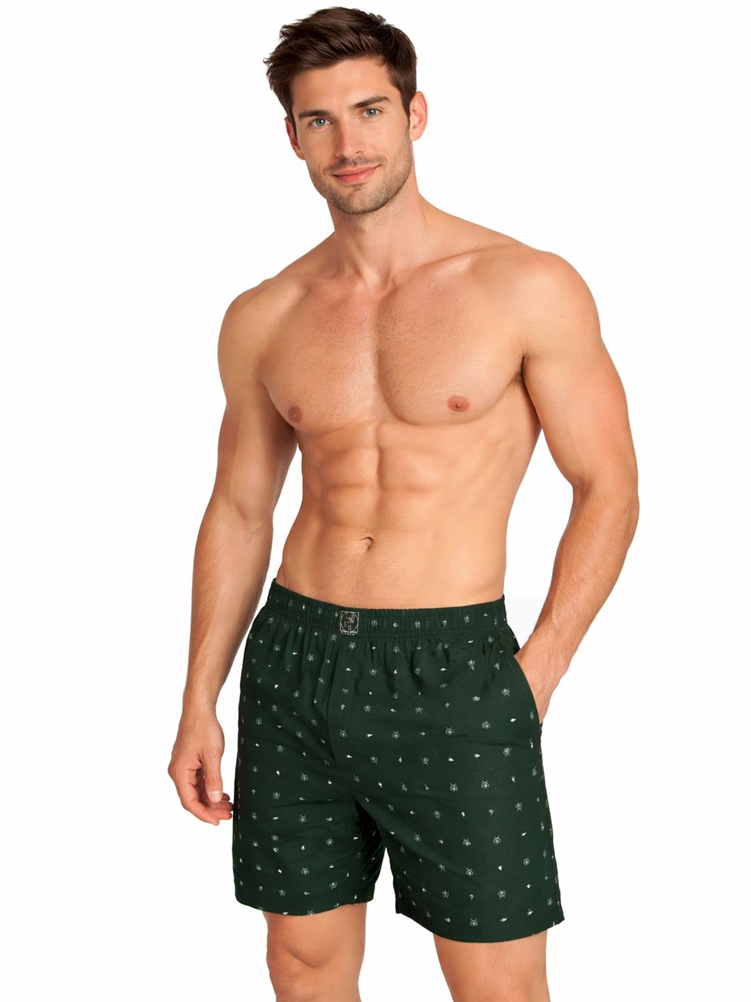 inner element Printed Super Combed Cotton Boxer ShortsBoxer_Print_Green_Motif_Pk1_M-picture-23