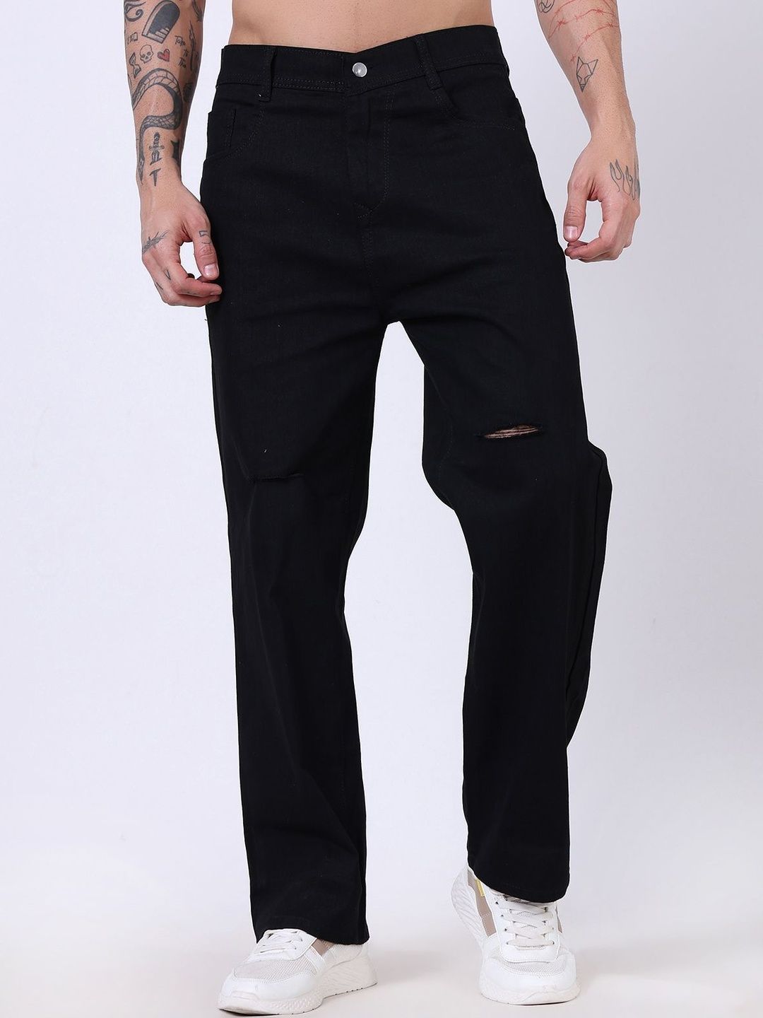Metronaut Men Relaxed Fit Mid-Rise Low Distress Jeans-picture-19