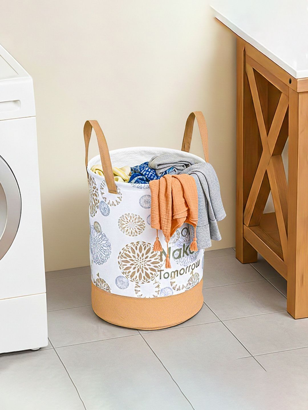 Aura Brown & Orange Printed Foldable Laundry Bag 45 L-image-15