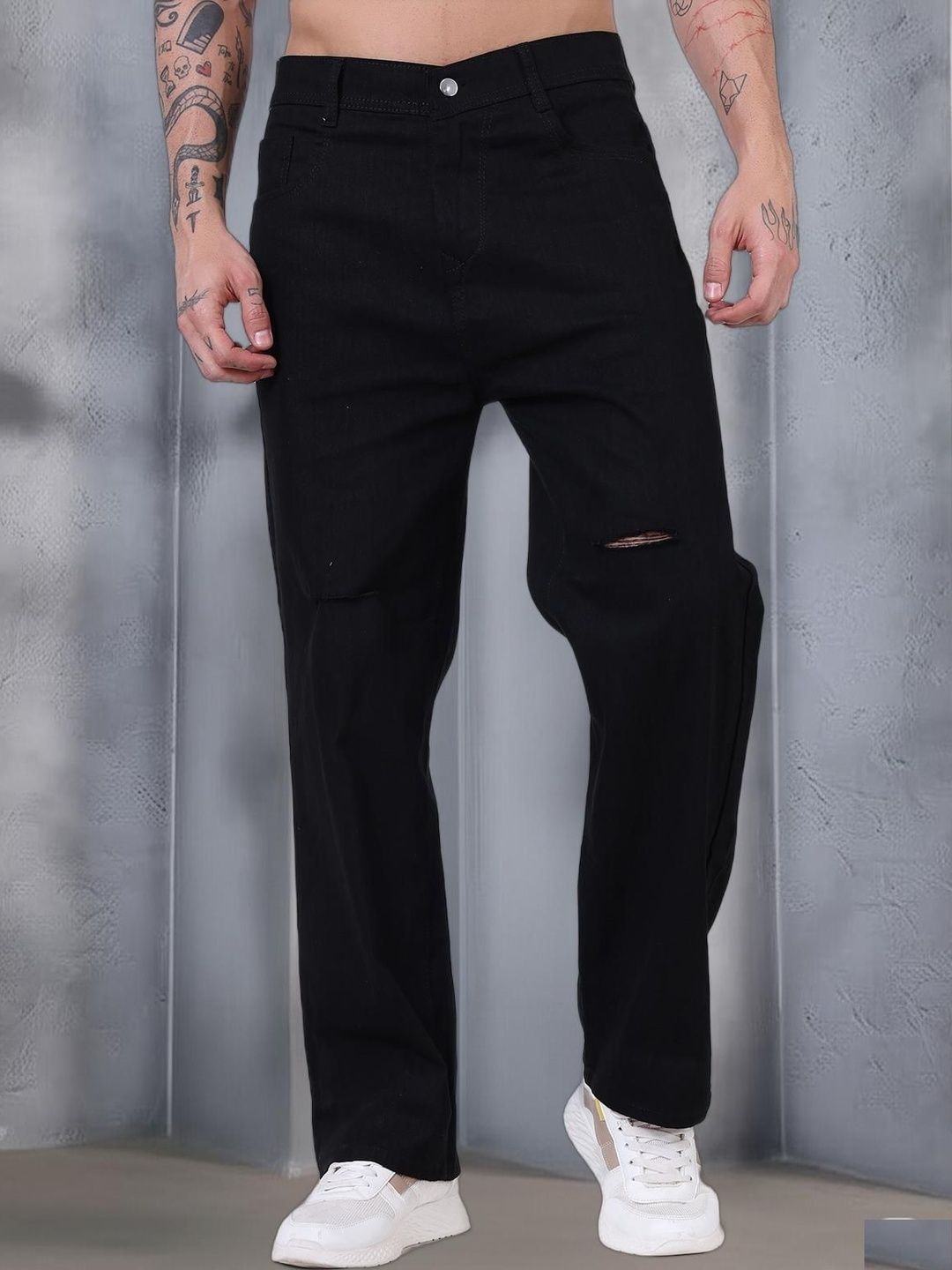 Metronaut Men Relaxed Fit Mid-Rise Low Distress Jeans-picture-25