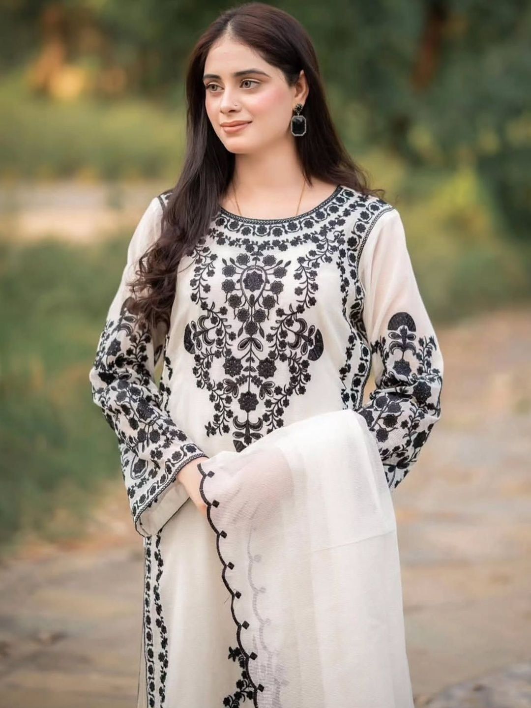 KRYSAL Women Ethnic Motifs Embroidered Regular Thread Work Kurta with Trousers & With Dupatta-picture-13
