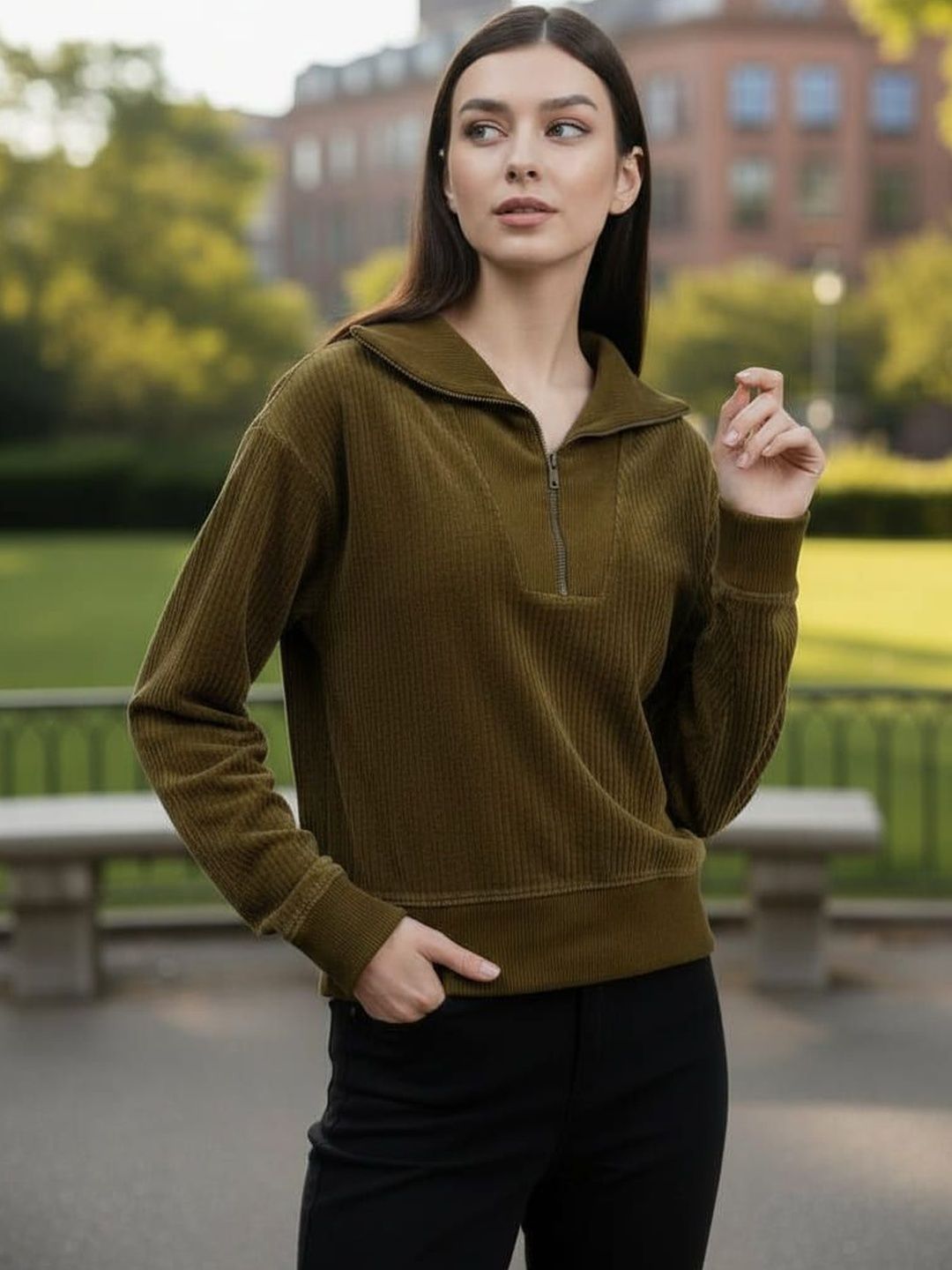 Cot'N Soft Women Ribbed Pullover with Zip Detail Detail-picture-56