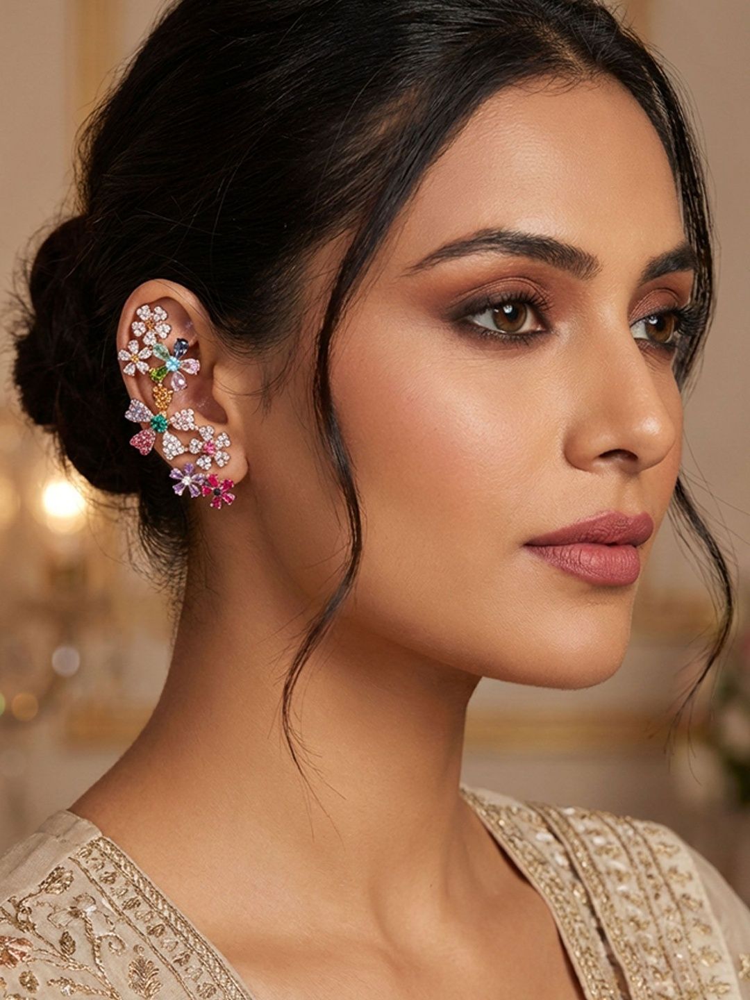 Niscka Floral Ear Cuff Earrings-picture-24