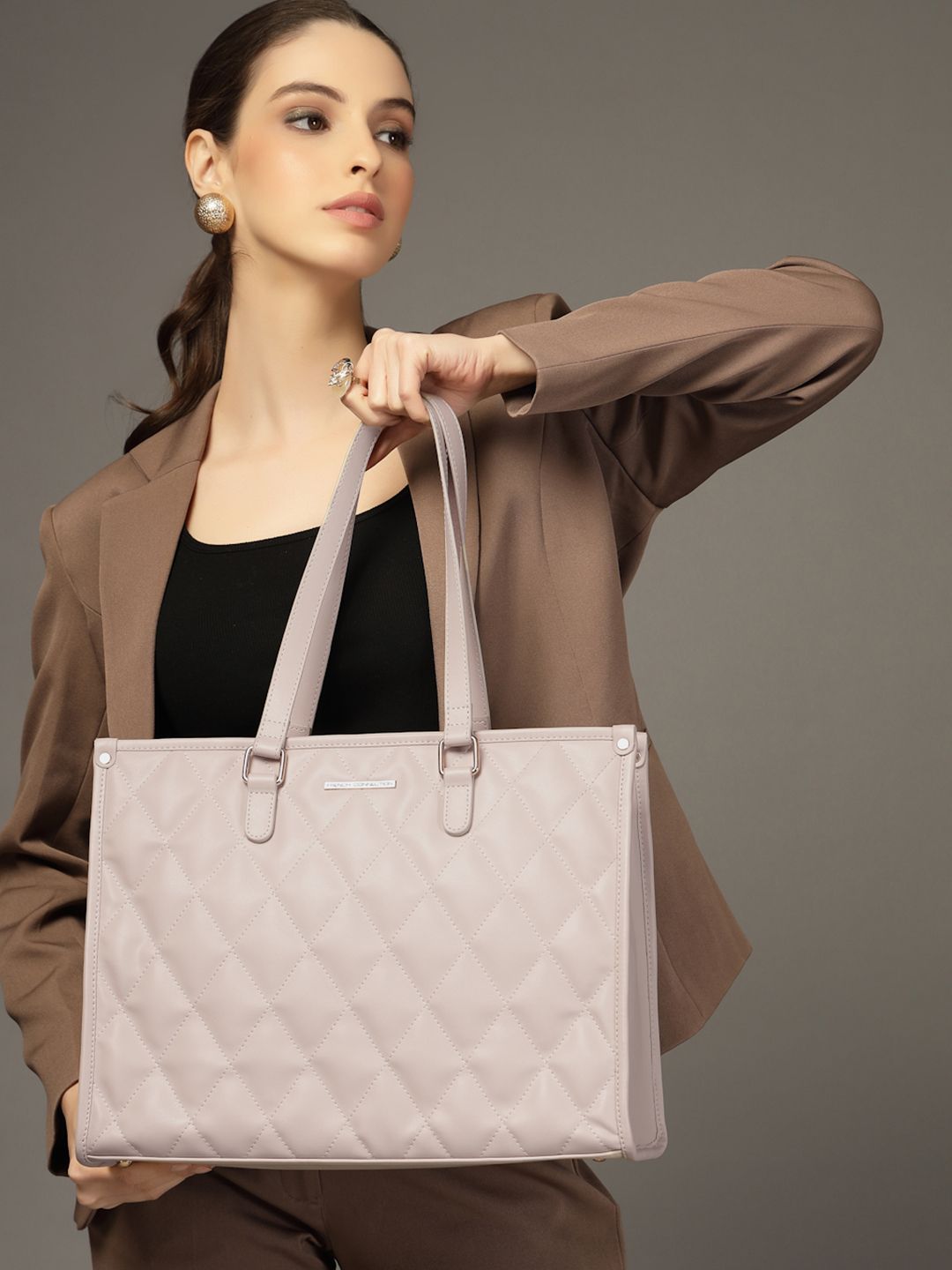 French Connection PU Structured Tote Bag with Quilted-picture-54