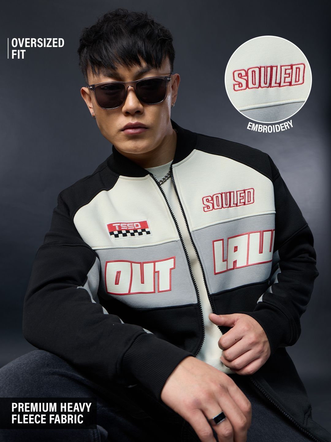 The Souled Store Men Typography Lightweight Varsity Jacket with Embroidered-picture-40