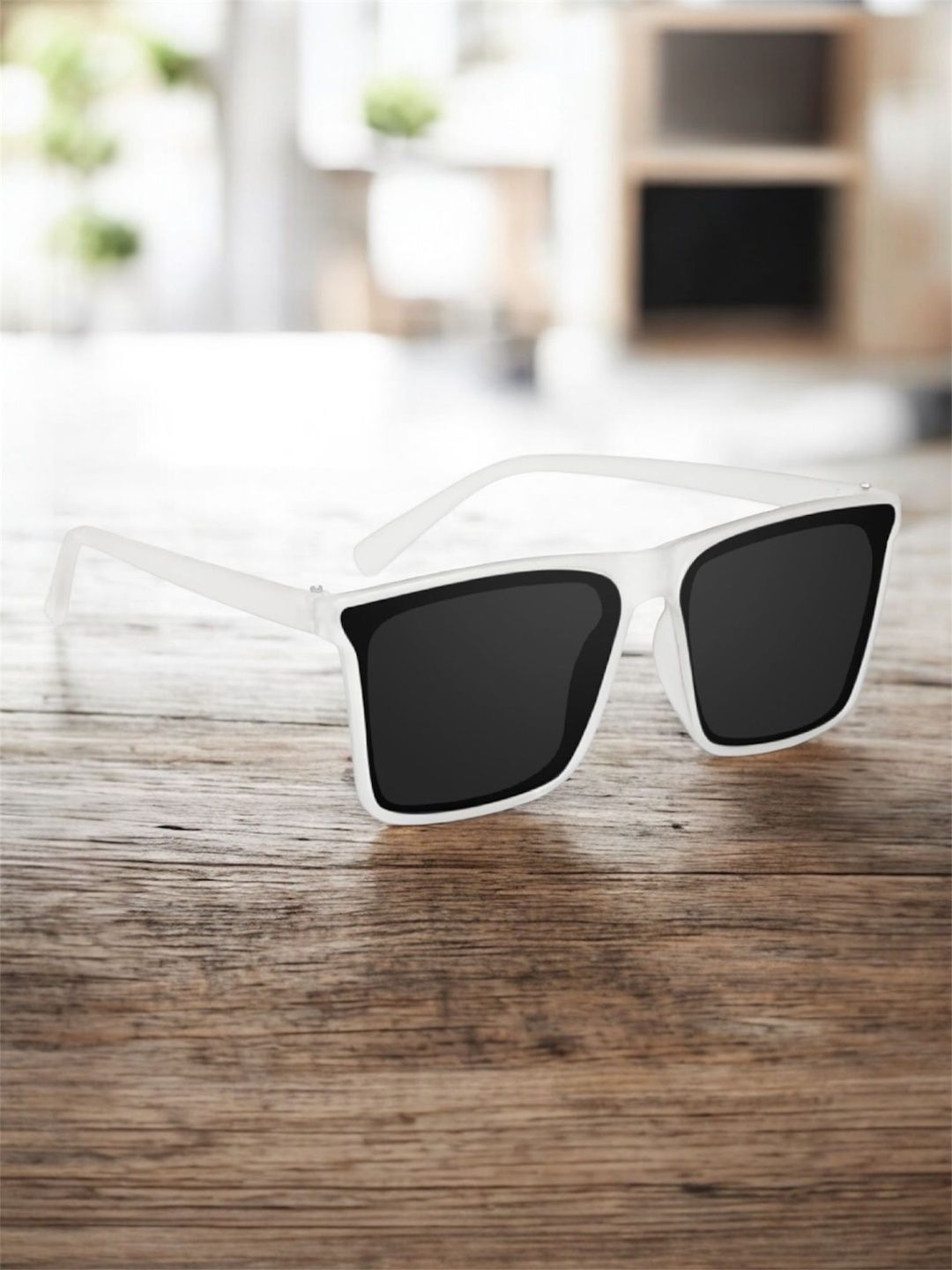 IFLASH Unisex Black Lens & White Square Sunglasses with-picture-24