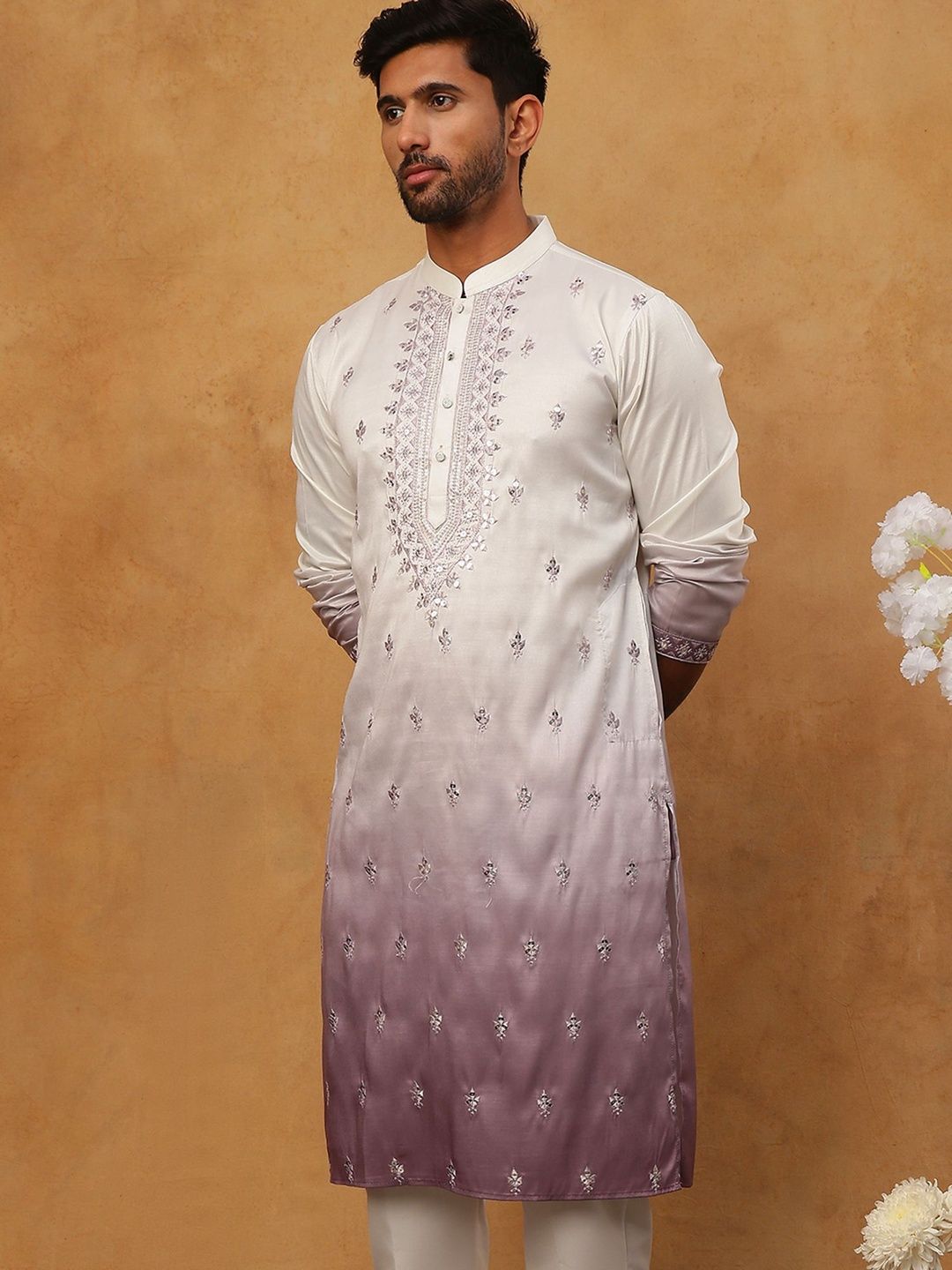 Jompers Men Floral Embroidered Chikankari Kurta-picture-39