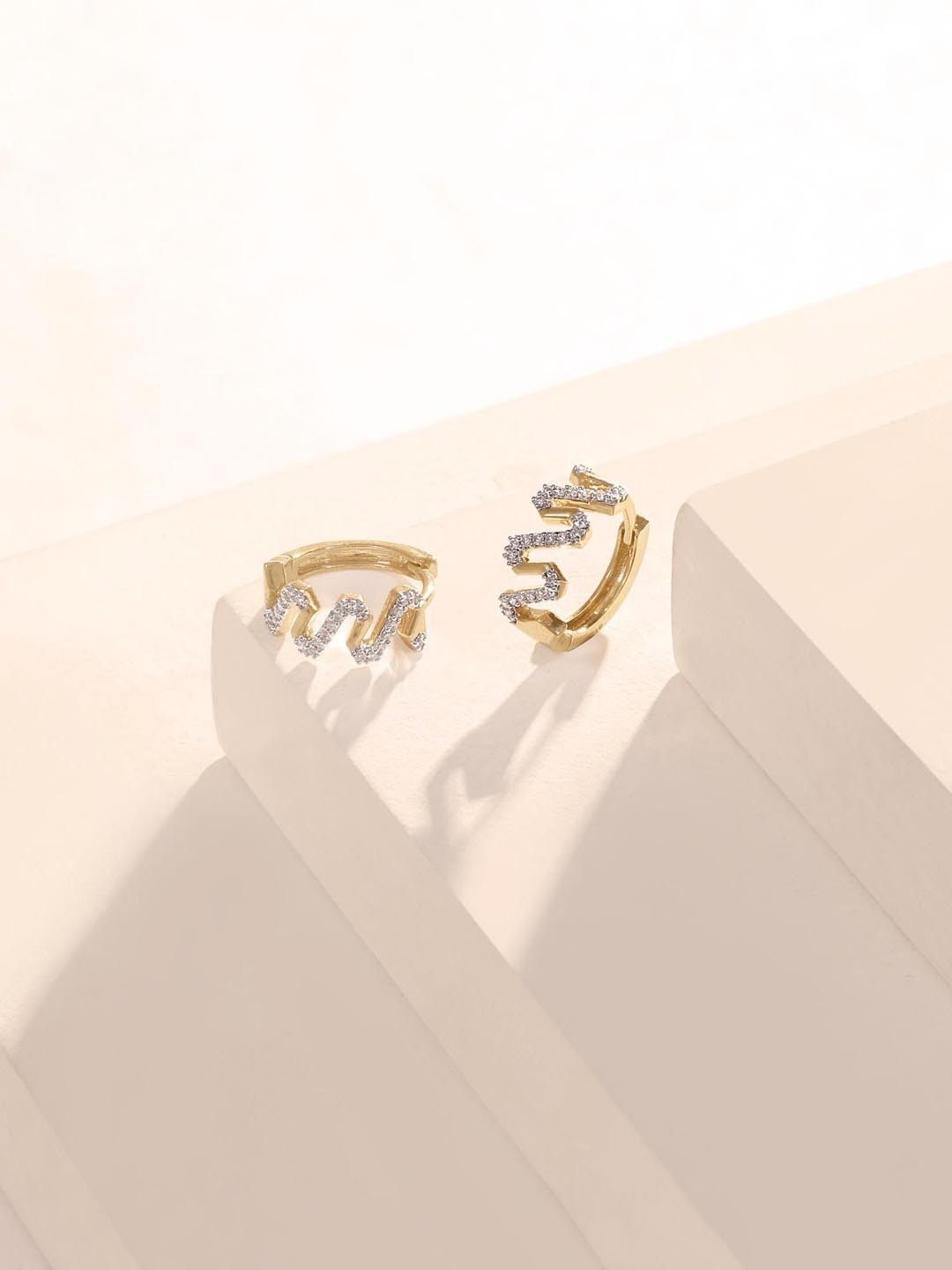 Mia by Tanishq 9 KT Diamond Electric Ziggle Hoop Earrings - 2.605 g-picture-34