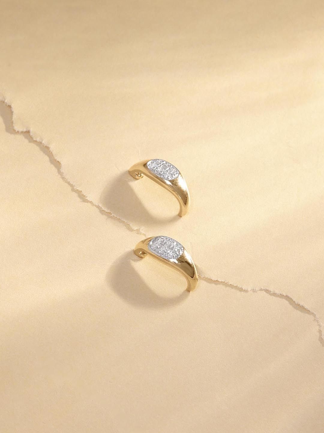 Mia by Tanishq 14 KT Diamond Chic Curve Hoop Earrings-image-29