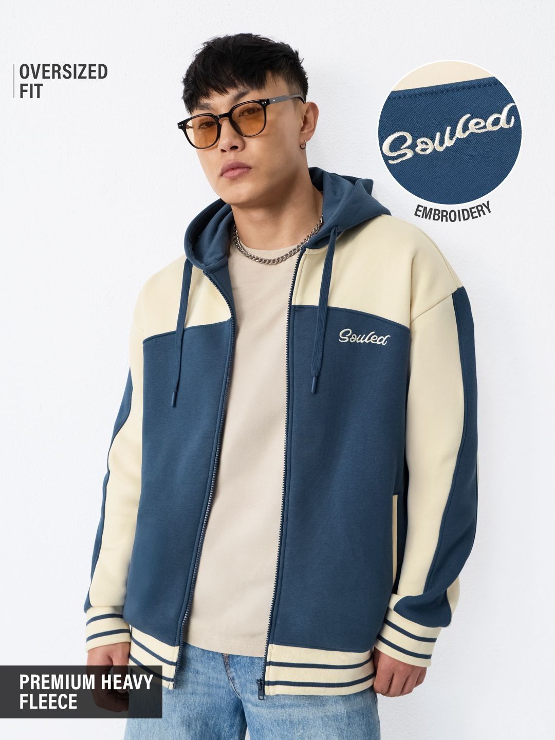 The Souled Store Men Colourblocked Hooded Sweatshirt-picture-18