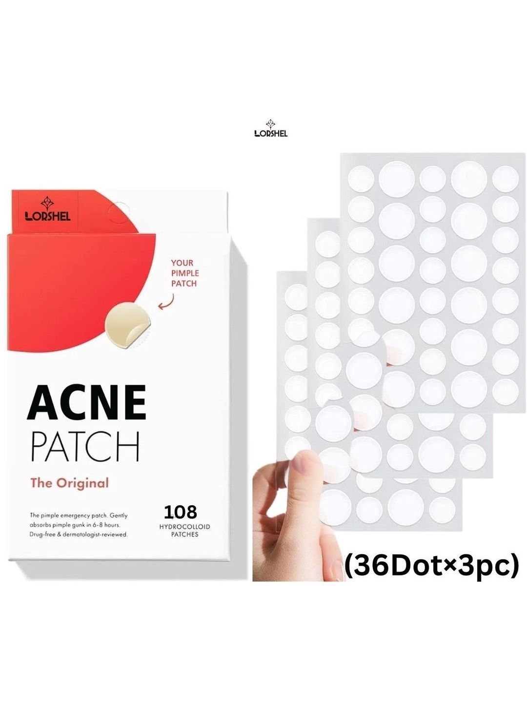 lorshel Waterproof Acne Healing Pimples Patchs - 108 Patches-image-10