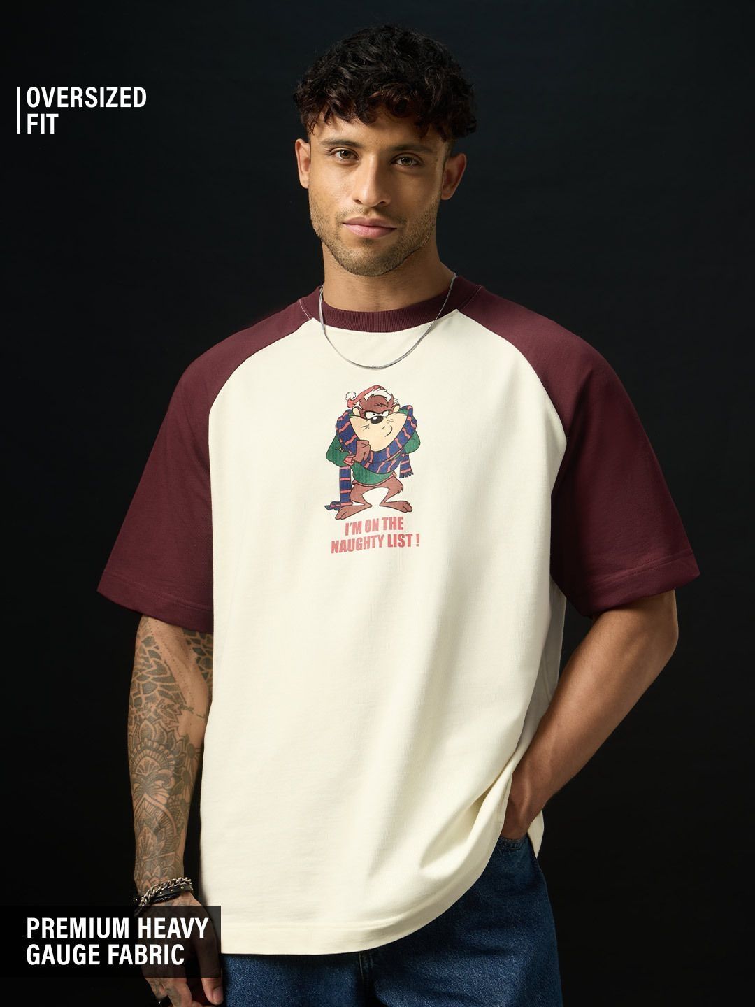 Solids Superhero Red|The Souled Store - Men Oversized Fit Crew-Neck T-Shirt