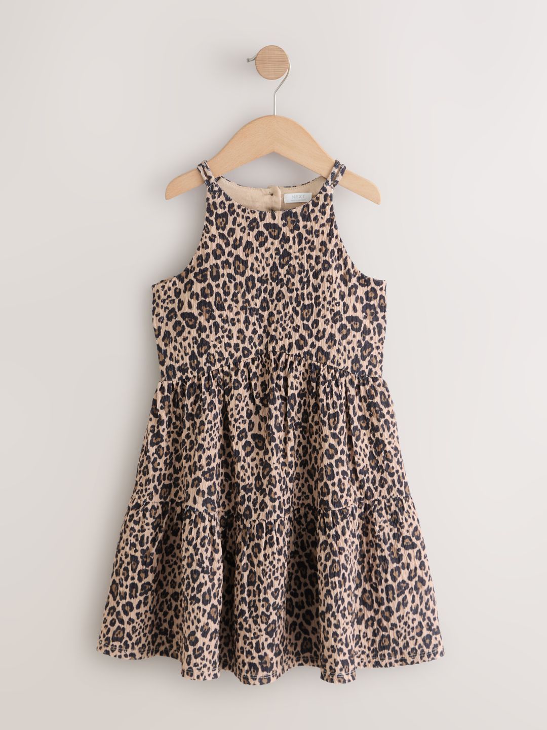 NEXT Girls Leopard Skin Print Tiered Dress with Back Cut-Out