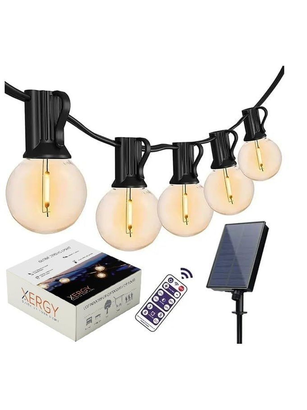 XERGY Solar Powered String Lights Waterproof Dimmable Remote Control 25 Bulbs-27Ft-picture-16