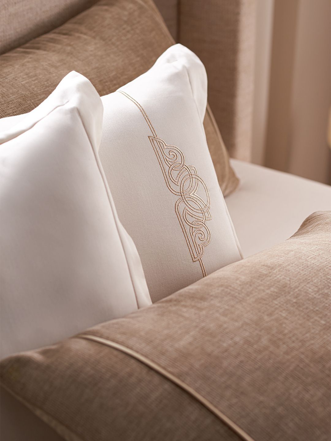 DDecor Beige Self Design Cotton 6 Piece Double King Regular Bedding Set-image-47