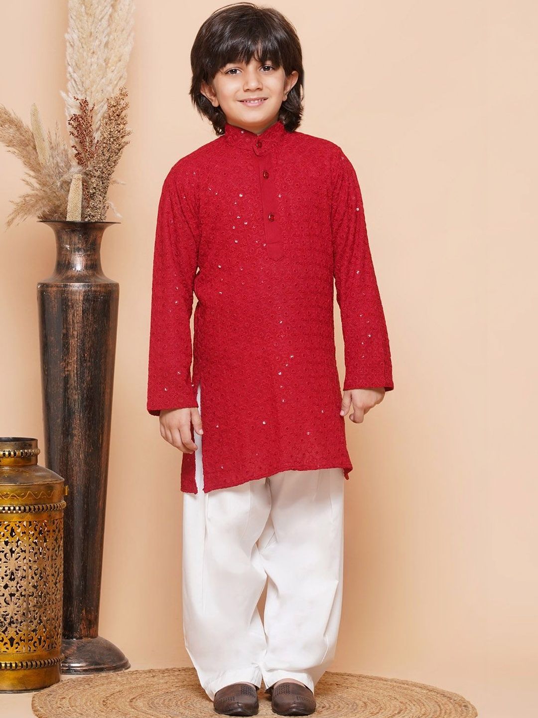 Aj DEZInES Boys Ethnic Motifs Regular Sequinned Kurta with Patiala-picture-25