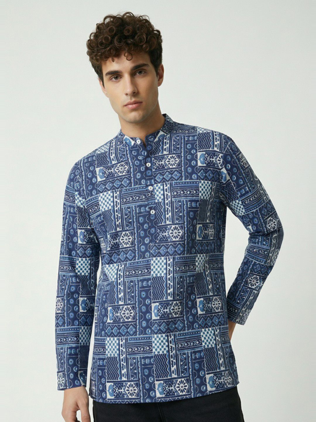 Anouk Rustic Ethnic Motifs Printed Band Collar Straight Kurta-picture-36