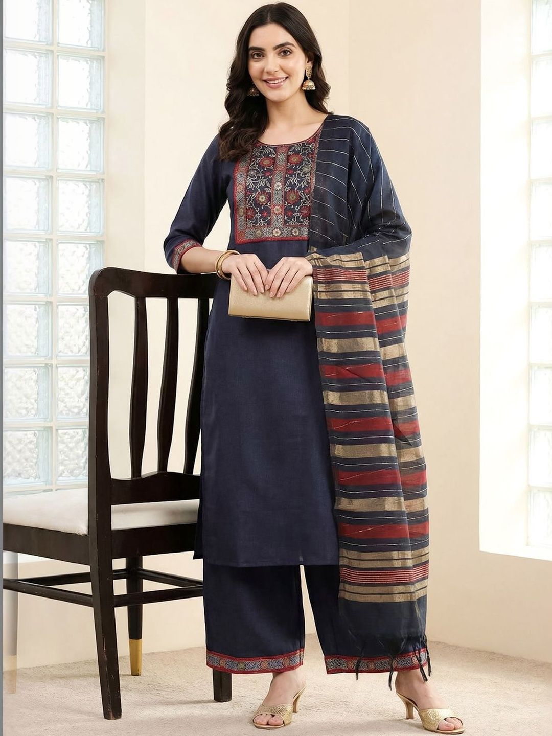 Indo Era Woven Design Dupatta with Zari-image-34
