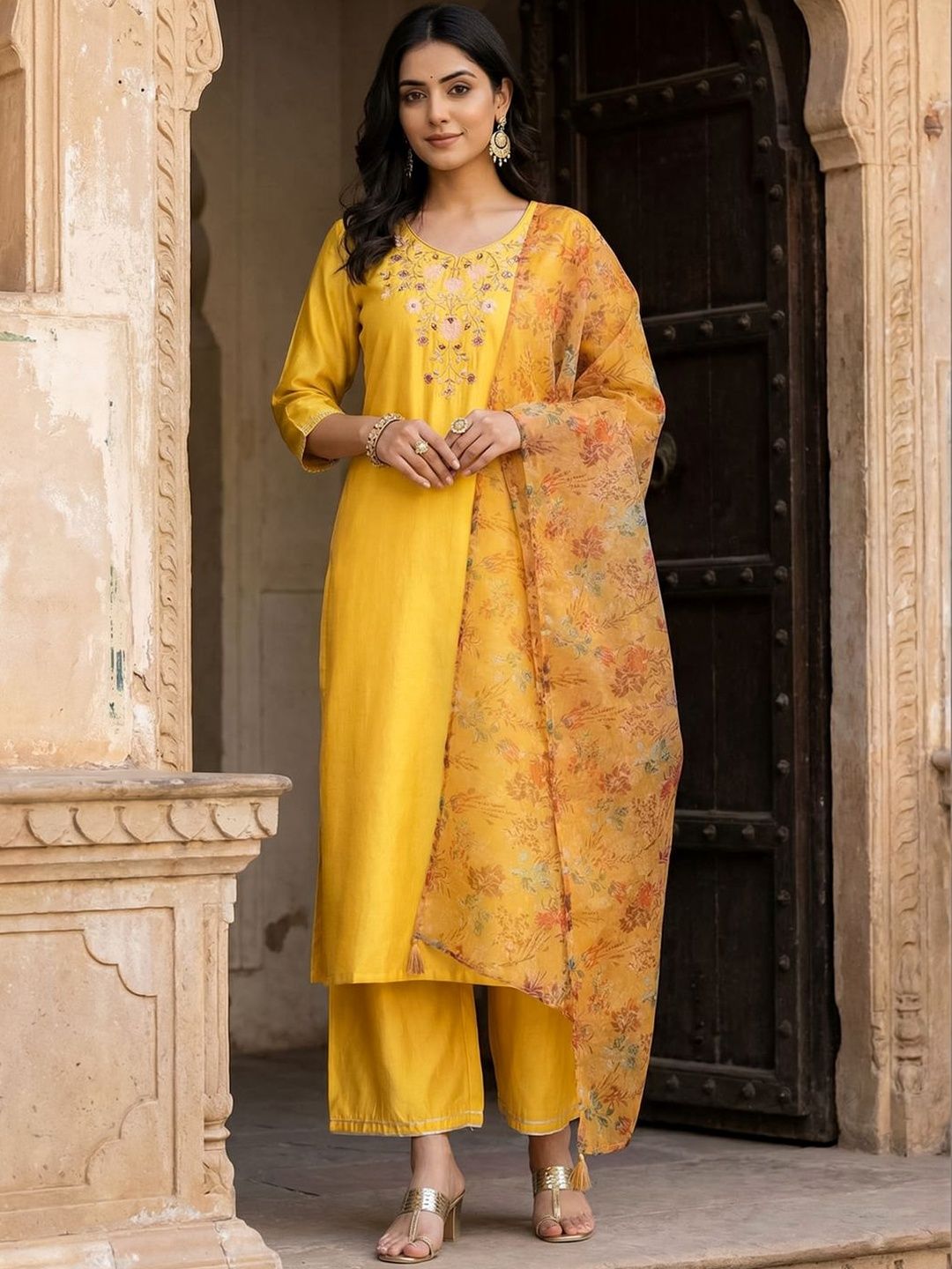 Indo Era Printed Organza Block Print Dupatta-image-30