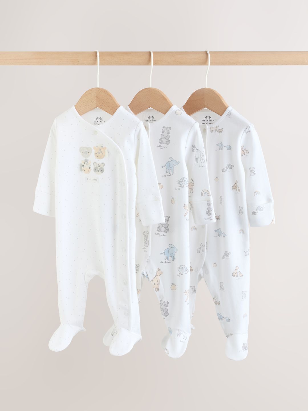 NEXT Infants Pack of 3 Printed Pure Cotton Sleepsuit-picture-41