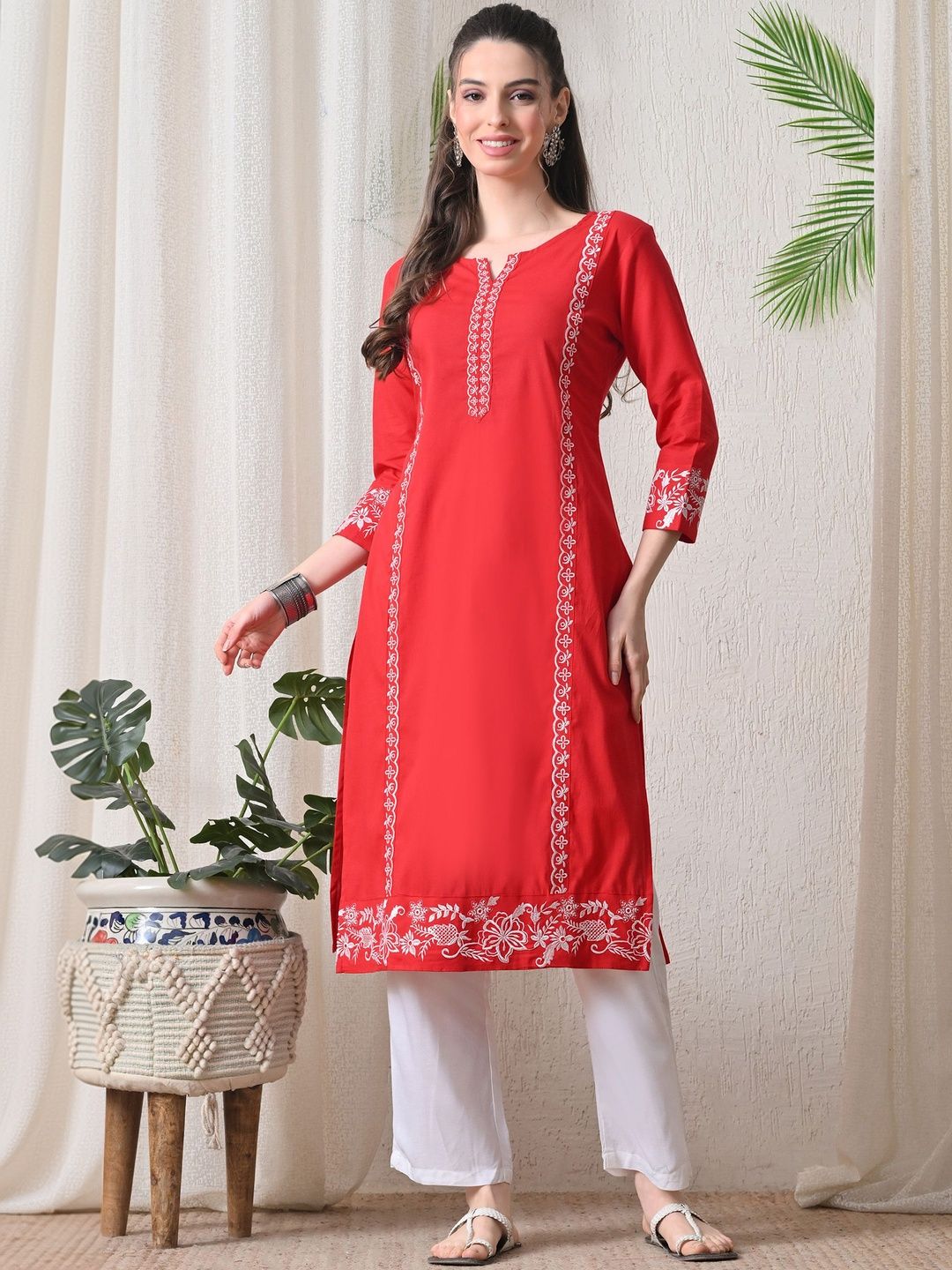 BKApparels Women Embroidered Mirror Work Floral Kurta-picture-15